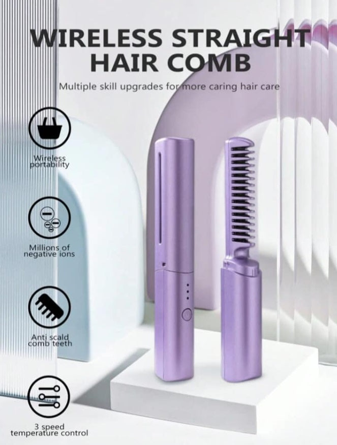 Portable Rechargeable Wallet Hair Straightening Comb