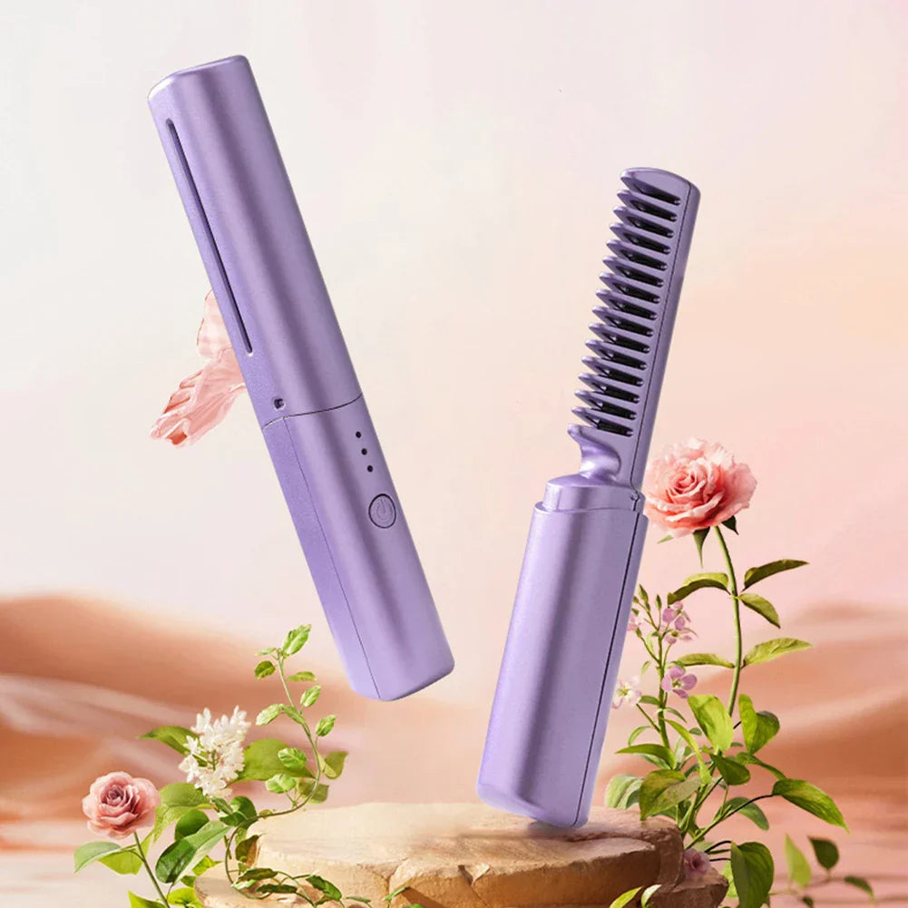 Portable Rechargeable Wallet Hair Straightening Comb